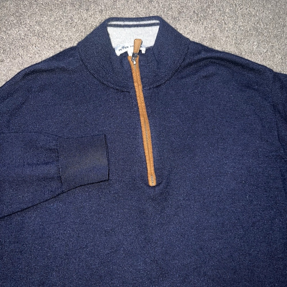 Men's Navy Half-Zip Sweater with Contrast Zipper